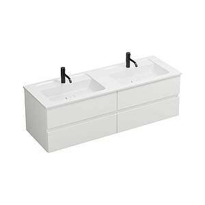 Burgbad Bel Doppelwaschtisch und Waschtischunterschrank mit 4 Auszügen, Weiß Hochglanz; SEMV161F0590 