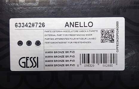 Gessi Anello Fertigmontagset 63342 Metall Schwarz Gebürstet PVD, UP-Wannenmischer; 63342707 
