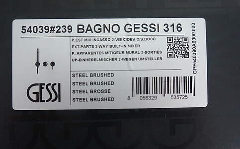 Gessi Dusche316 Einhebel-Fertigmontageset 54039 Metall Schwarz Gebürstet PVD; 54039707 