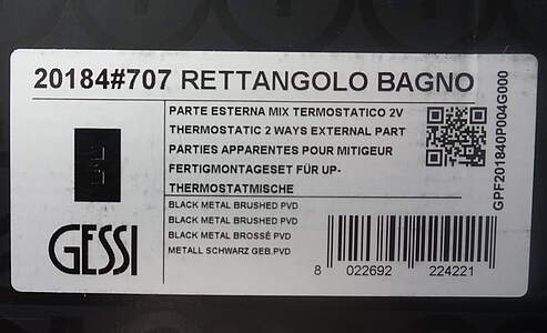 Gessi Rettangolo Fertigmontageset UP-Thermostat 2-Wege Metall Schwarz PVD; 20184706 